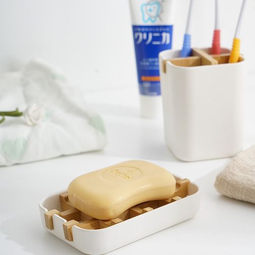 竹纤维肥皂盒 沥水设计 可拆分易清洗 跨境产品